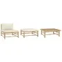 3-teiliges Gartenmöbel-Set aus Bambus mit cremeweißen Kissen. von vidaXL, Modulare Sofas für den Außenbereich - Ref: Foro24-3...