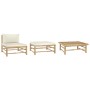 3-teiliges Gartenmöbel-Set aus Bambus mit cremeweißen Kissen. von vidaXL, Modulare Sofas für den Außenbereich - Ref: Foro24-3...