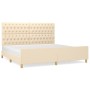 Estructura de cama con cabecero de tela color crema 200x200 cm