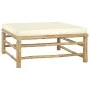 3-teiliges Gartenmöbel-Set aus Bambus mit cremeweißen Kissen. von vidaXL, Modulare Sofas für den Außenbereich - Ref: Foro24-3...