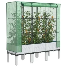 Raised bed with greenhouse cover in rattan appearance 120x40x140 cm by , Pots and planters - Ref: Foro24-4015848, Price: 96,3...
