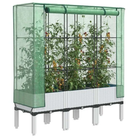 Raised bed with greenhouse cover in rattan appearance 120x40x140 cm by , Pots and planters - Ref: Foro24-4015848, Price: 96,3...