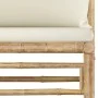 3-teiliges Gartenmöbel-Set aus Bambus mit cremeweißen Kissen. von vidaXL, Modulare Sofas für den Außenbereich - Ref: Foro24-3...