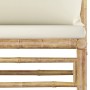 3-teiliges Gartenmöbel-Set aus Bambus mit cremeweißen Kissen. von vidaXL, Modulare Sofas für den Außenbereich - Ref: Foro24-3...