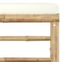 3-teiliges Gartenmöbel-Set aus Bambus mit cremeweißen Kissen. von vidaXL, Modulare Sofas für den Außenbereich - Ref: Foro24-3...
