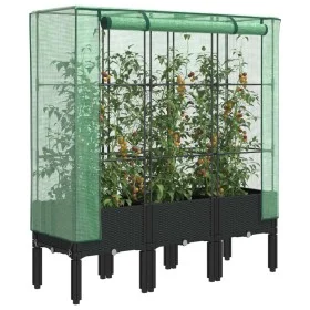 Hochbeet mit Gewächshausabdeckung im Rattan-Look, 120x40x140 cm. von , Töpfe und Pflanzgefäße - Ref: Foro24-4015820, Preis: 1...