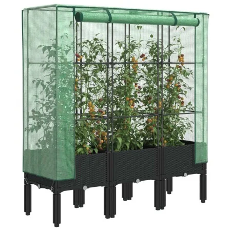 Raised bed with greenhouse cover in rattan appearance 120x40x140 cm by , Pots and planters - Ref: Foro24-4015820, Price: 105,...