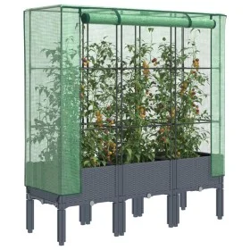 Hochbeet mit Gewächshausabdeckung im Rattan-Look, 120x40x140 cm. von , Töpfe und Pflanzgefäße - Ref: Foro24-4015834, Preis: 1...