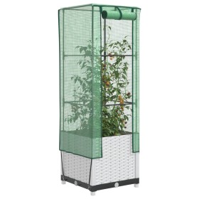 Hochbeet mit Gewächshausabdeckung im Rattan-Look 40x40x139 cm von , Töpfe und Pflanzgefäße - Ref: Foro24-4015841, Preis: 51,6...