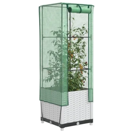 Hochbeet mit Gewächshausabdeckung im Rattan-Look 40x40x139 cm von , Töpfe und Pflanzgefäße - Ref: Foro24-4015841, Preis: 51,2...