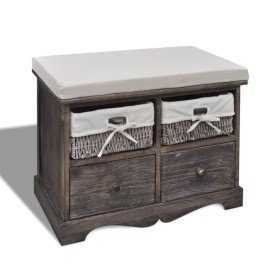 Paulownia-Holz-Aufbewahrungsbank in Braun 62x33x42 cm von , Bänke für Hallen und Lager - Ref: Foro24-240791, Preis: 107,02 €,...