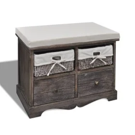 Paulownia wood storage bench in brown 62x33x42 cm by , Benches for halls and storage - Ref: Foro24-240791, Price: 105,56 €, D...