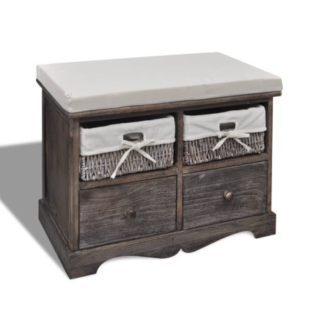 Paulownia-Holz-Aufbewahrungsbank in Braun 62x33x42 cm von , Bänke für Hallen und Lager - Ref: Foro24-240791, Preis: 107,02 €,...