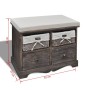 Paulownia-Holz-Aufbewahrungsbank in Braun 62x33x42 cm von , Bänke für Hallen und Lager - Ref: Foro24-240791, Preis: 107,02 €,...