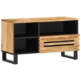 Solid rough mango wood TV stand 80x34x46 cm by , CD and DVD storage - Ref: Foro24-377519, Price: 65,15 €, Discount: %
