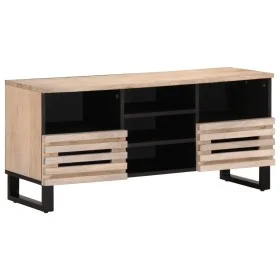 Solid mango wood TV stand 100x34x46 cm by , CD and DVD storage - Ref: Foro24-377527, Price: 83,68 €, Discount: %