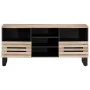 Solid mango wood TV stand 100x34x46 cm by , CD and DVD storage - Ref: Foro24-377527, Price: 83,68 €, Discount: %
