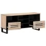 Solid mango wood TV stand 100x34x46 cm by , CD and DVD storage - Ref: Foro24-377527, Price: 83,68 €, Discount: %