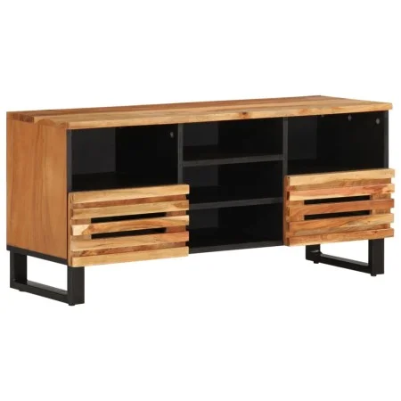 Mueble de TV madera maciza de acacia 100x34x46 cm de , Almacenamiento para CD y DVD - Ref: Foro24-377525, Precio: 84,34 €, De...