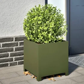 Pflanzgefäß aus olivgrünem Stahl, 40x40x40 cm. von , Töpfe und Pflanzgefäße - Ref: Foro24-851205, Preis: 51,67 €, Rabatt: %