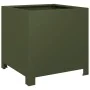Olive green steel planter 40x40x40 cm by , Pots and planters - Ref: Foro24-851205, Price: 51,64 €, Discount: %