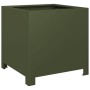 Jardinera de acero verde oliva 40x40x40 cm de , Maceteros y jardineras - Ref: Foro24-851205, Precio: 55,30 €, Descuento: %