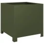 Olive green steel planter 40x40x40 cm by , Pots and planters - Ref: Foro24-851205, Price: 51,64 €, Discount: %