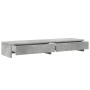 Monitor stand made of gray concrete and wood drawers, measuring 100x27x15 cm. by , Computer bases and risers - Ref: Foro24-85...