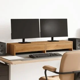 Monitor stand with wooden drawers artisan 100x27x15 cm by , Computer bases and risers - Ref: Foro24-854678, Price: 51,10 €, D...