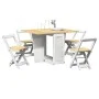 Folding butterfly dining set 5 pieces Crown white pine wood by , Furniture sets for kitchens and dining rooms - Ref: Foro24-3...
