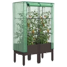 Raised bed with greenhouse cover in rattan look 80x40x140 cm by , Pots and planters - Ref: Foro24-4015805, Price: 68,92 €, Di...