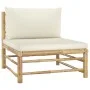 Garden furniture set 2 pieces bamboo and cream white cushions by vidaXL, Modular outdoor sofas - Ref: Foro24-313143, Price: 2...