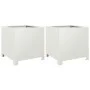 Jardineras 2 unidades acero blanco 40x40x40 cm de , Maceteros y jardineras - Ref: Foro24-851202, Precio: 82,22 €, Descuento: %