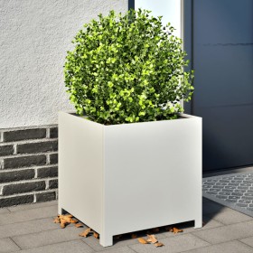 Jardinera de acero blanca 50x50x50 cm by , Pots and planters - Ref: Foro24-851214, Price: 73,45 €, Discount: %
