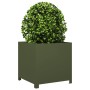 Jardinera de acero verde oliva 50x50x50 cm de , Maceteros y jardineras - Ref: Foro24-851216, Precio: 74,83 €, Descuento: %