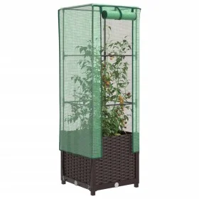 Hochbeet mit Gewächshausabdeckung im Rattan-Look 40x40x139 cm von , Töpfe und Pflanzgefäße - Ref: Foro24-4015799, Preis: 54,3...