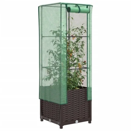 Arriate con cubierta invernadero aspecto ratán 40x40x139 cm by , Pots and planters - Ref: Foro24-4015799, Price: 54,37 €, Dis...