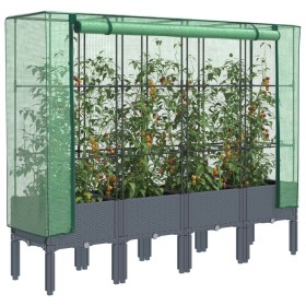 Hochbeet mit Gewächshausabdeckung im Rattan-Look 160x40x140 cm von , Töpfe und Pflanzgefäße - Ref: Foro24-4015835, Preis: 129...