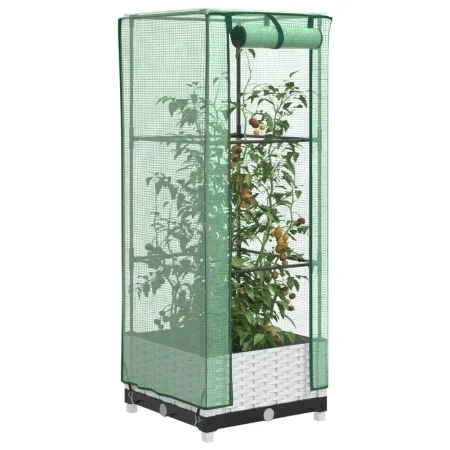 Arriate con cubierta invernadero aspecto ratán 40x40x123 cm by , Pots and planters - Ref: Foro24-4015837, Price: 43,40 €, Dis...