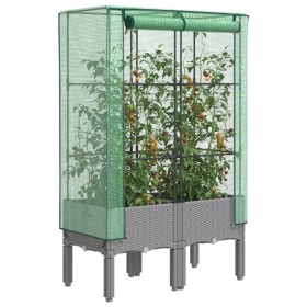 Hochbeet mit Gewächshausabdeckung im Rattan-Look 80x40x140 cm von , Töpfe und Pflanzgefäße - Ref: Foro24-4015861, Preis: 70,5...