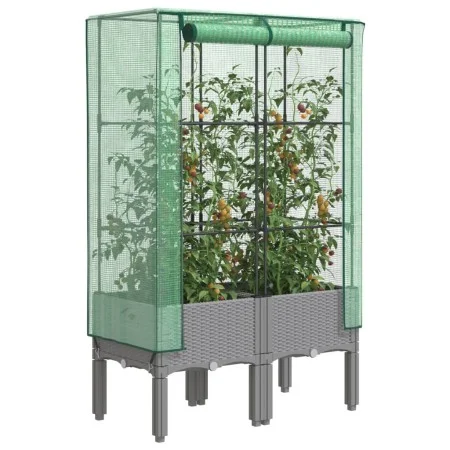 Hochbeet mit Gewächshausabdeckung im Rattan-Look 80x40x140 cm von , Töpfe und Pflanzgefäße - Ref: Foro24-4015861, Preis: 68,9...