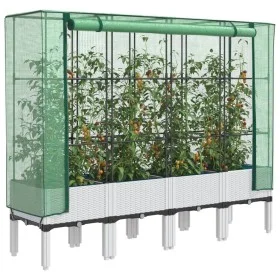 Hochbeet mit Gewächshausabdeckung im Rattan-Look 160x40x140 cm von , Töpfe und Pflanzgefäße - Ref: Foro24-4015849, Preis: 110...