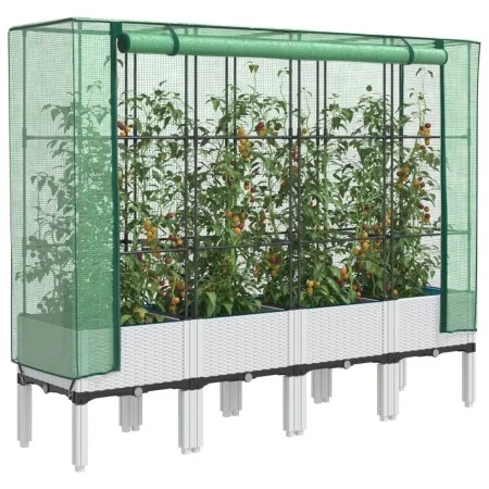 Hochbeet mit Gewächshausabdeckung im Rattan-Look 160x40x140 cm von , Töpfe und Pflanzgefäße - Ref: Foro24-4015849, Preis: 110...