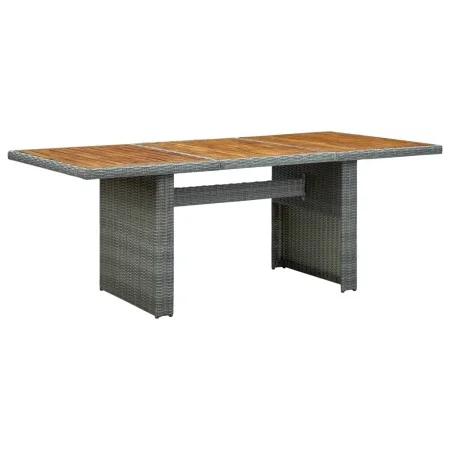 Garden table synthetic rattan solid acacia wood light gray by vidaXL, Garden tables - Ref: Foro24-313312, Price: 171,83 €, Di...