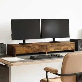 Soporte monitor y cajones madera roble ahumado 100x27x15 cm by , Computer bases and risers - Ref: Foro24-854674, Price: 50,11...
