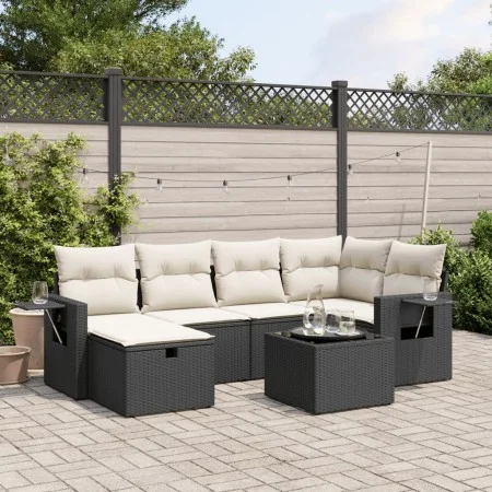 7-piece garden dining set with black synthetic rattan cushions by , Garden sets - Ref: Foro24-3263802, Price: 421,04 €, Disco...