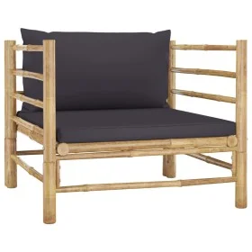 Bamboo garden sofa with dark gray cushions by vidaXL, Modular outdoor sofas - Ref: Foro24-313156, Price: 147,14 €, Discount: %