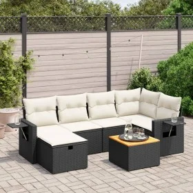 Garten-Essgruppe 7-teilig mit schwarzen Polstern aus synthetischem Rattan von , Gartensets - Ref: Foro24-3264948, Preis: 408,...