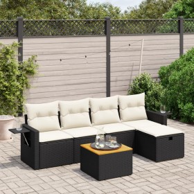 6-teiliges Gartensofa-Set und Kissen aus schwarzem Kunststoff-Rattan. von , Gartensets - Ref: Foro24-3264941, Preis: 333,21 €...