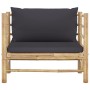 Gartensofa aus Bambus mit dunkelgrauen Kissen von vidaXL, Modulare Sofas für den Außenbereich - Ref: Foro24-313156, Preis: 15...